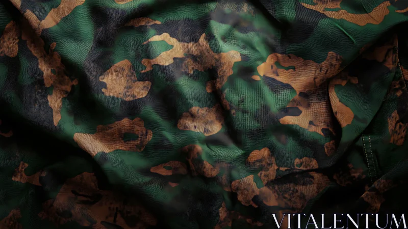 Camouflage Fabric Texture in Brown and Green