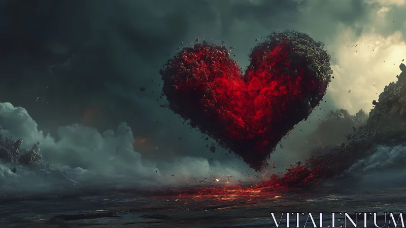 Massive Red Heart Form in Volcanic Landscape