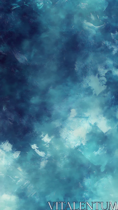 Vertical digital abstraction shows layered blue tonal fields