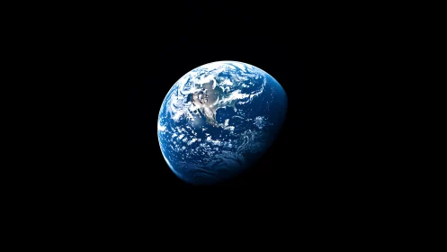 Earth viewed from space with visible clouds and oceans.