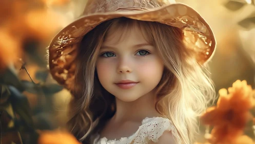Sunlit Dreamer: Young Girl Crowned in Golden Hour Light