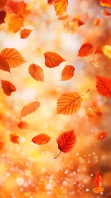 Golden autumn leaves drift gently through warm glowing light