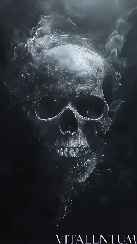 Whispering smoke skull drifting through midnight gloom.
