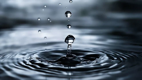 Macro water droplet impact with rippling surface symmetry.