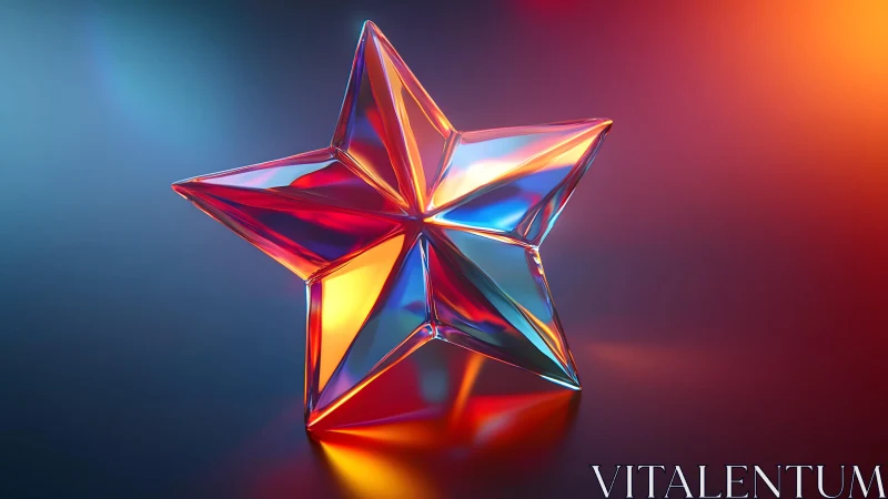 Vibrant Glass Star with Colorful Reflections in Modern Style.