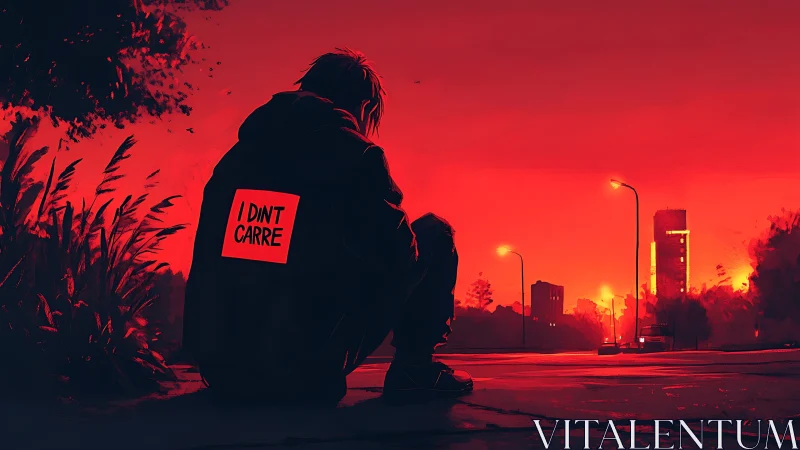 Night-sitting rebel studies the sunset like a burning secret