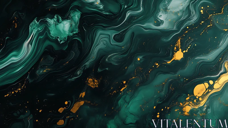 Emerald tides and liquid gold drifting through deep space.