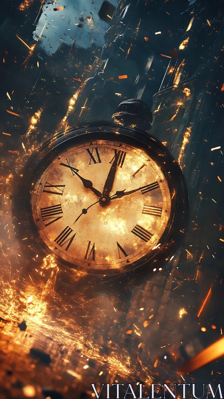 Temporal Inferno: Where Clockwork Devours the Cityscape.