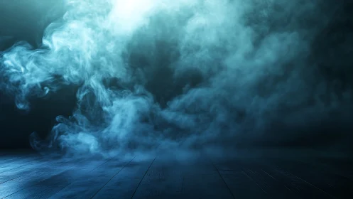 Moody volumetric fog drifting across dark studio floor.