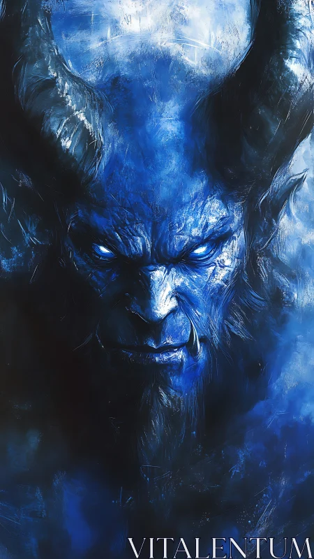Icy horned warlord glares from a storm of electric blue