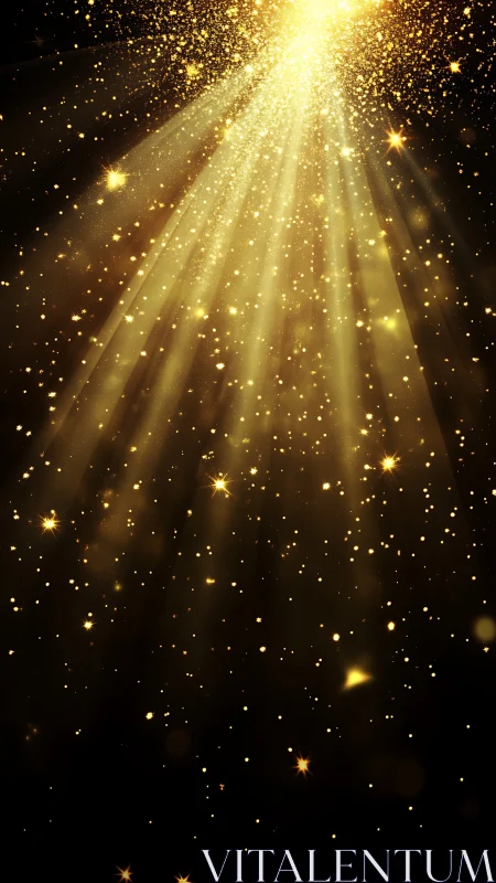 Radiant golden light beams cascading through glittering dust.