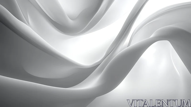 Flowing white abstract waves in smooth minimalist 3D style.