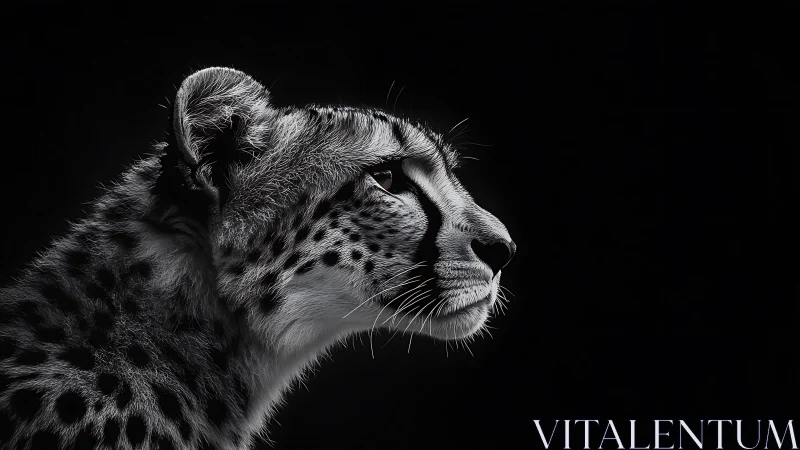 Twilight Guardian: Cheetah's Contemplative Profile Against Darkness