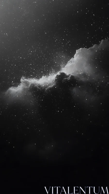 Monochrome nebula structure occupies upper right image field