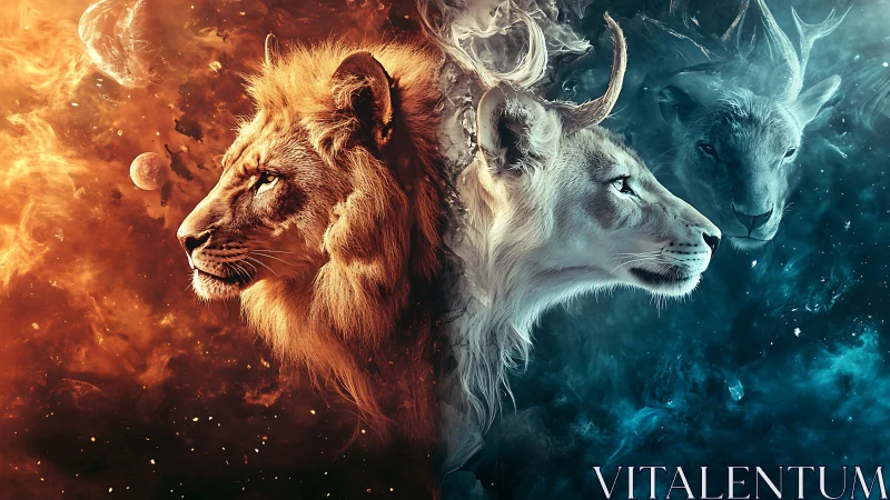 Fire and Ice: Opposing Lion Faces in Elemental Split Design