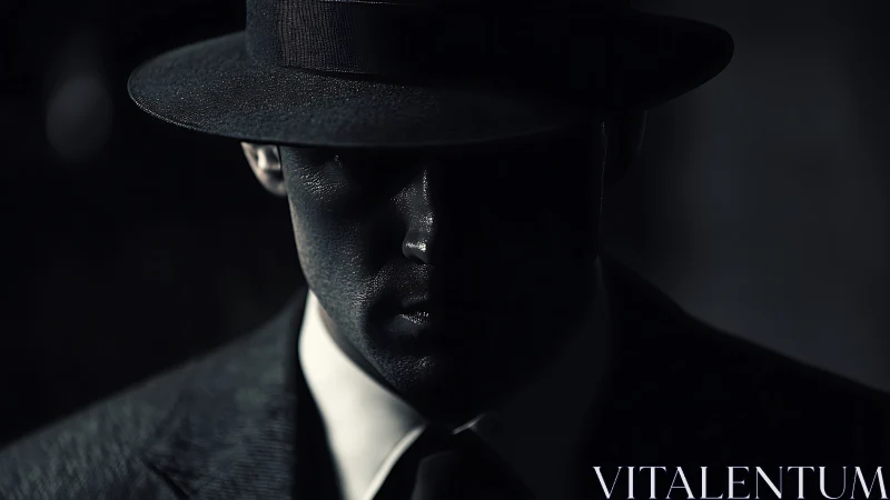 Noir silhouette portrait with dramatic low key lighting.