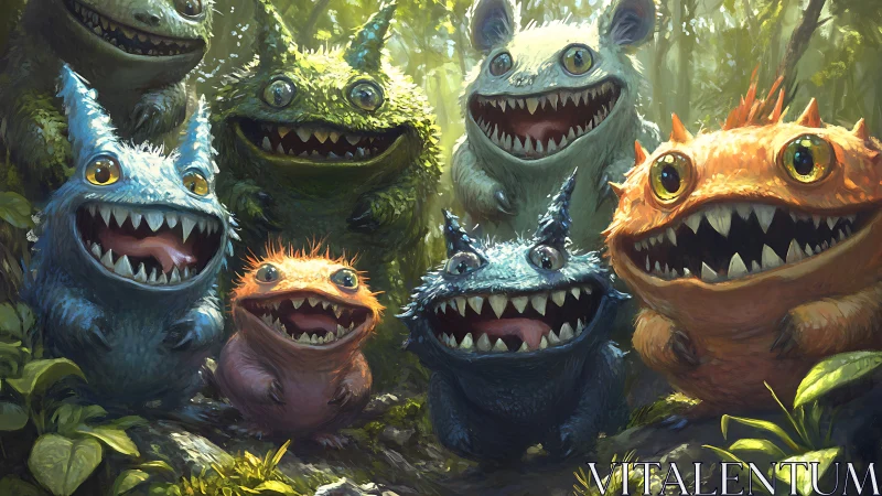 Chromatic forest goblin cohort with exaggerated dentition study.