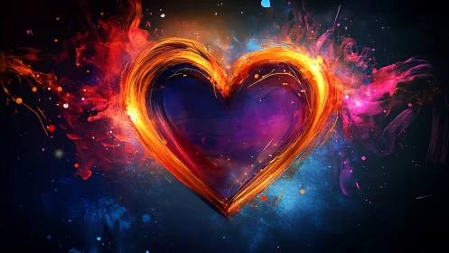Luminous Heart Engulfed in Cosmic Energy.