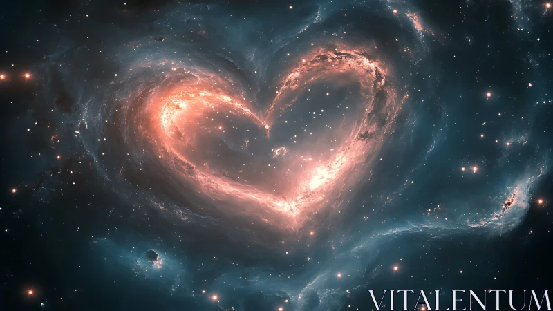Nebula heart of starlight glows softly within deep space.