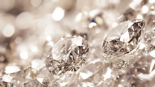 Macro composition isolates faceted diamonds in shallow focus