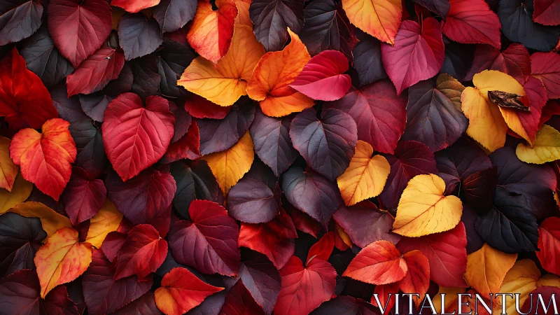 Dense autumn foliage mosaic shows high-chroma leaf color gradation