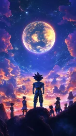 Starlit warriors quietly measure a blazing newborn world