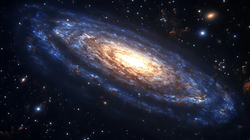 Spiral galaxy swirls like a luminous whirlpool in deep space