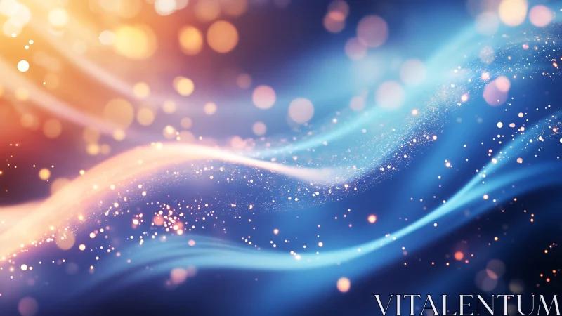 Luminous light trails flow through a dreamy abstract space