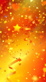 Festive Golden Stars Cascade Through Warm Luminous Background