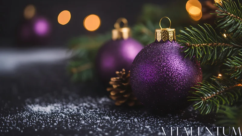 Cozy purple ornaments bringing soft sparkle to Christmas.