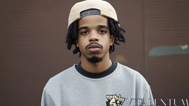 Urban portrait with neutral tones and shallow depth of field.