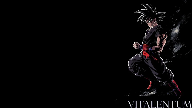 Shadow warrior hangs mid-strike in a storm of quiet power