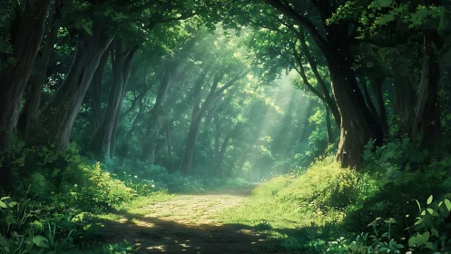 Sunlight Pierces Through Cathedral Canopy