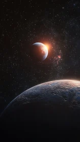 Dual planetary alignment under stellar dust glow.