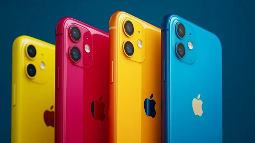 Colorful smartphone lineup displays glossy dual-camera backs