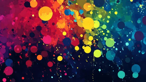 Multicolored circular forms across gradient abstract field.