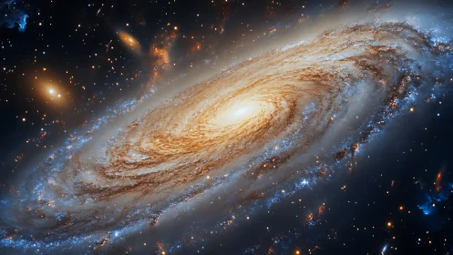 Gentle spiral galaxy swirling through a starlit universe.