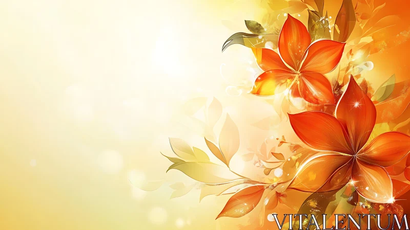 Gradient Floral Composition in Orange and Gold Tones
