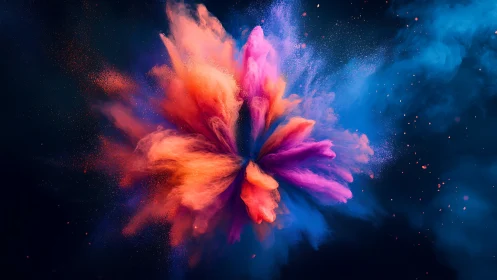 Colorful cosmic burst blooms in a vibrant powder explosion