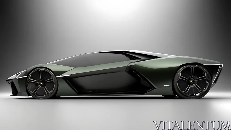 Sleek futuristic supercar glides forward with bold dark style