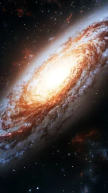 Swirling spiral galaxy with radiant stellar core glow.