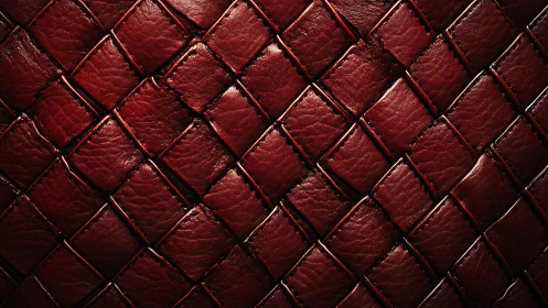 Luxurious dark red woven leather texture in close-up detail.