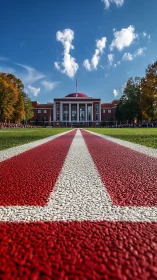 Racing stripes lead straight into a proud campus heart