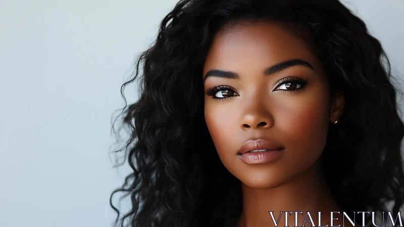 High-resolution portrait of woman with controlled studio lighting.