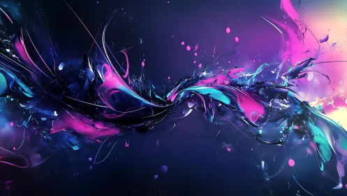 Neon fluid dynamics stream with magenta cyan energy ribbons