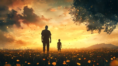 Sunset walk between wildflowers and glowing memories.