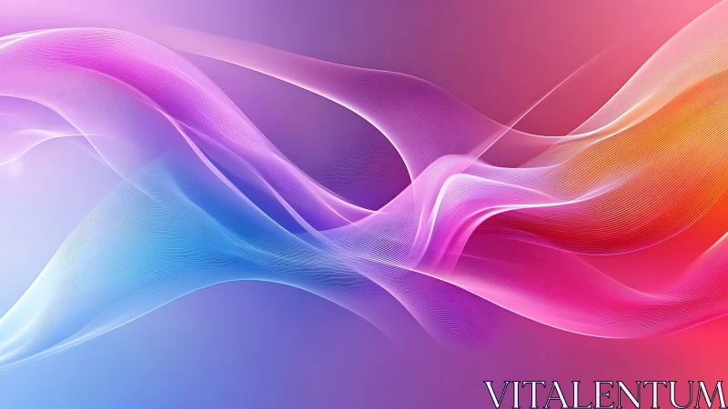 Flowing pastel light waves drift gently across a soft sky