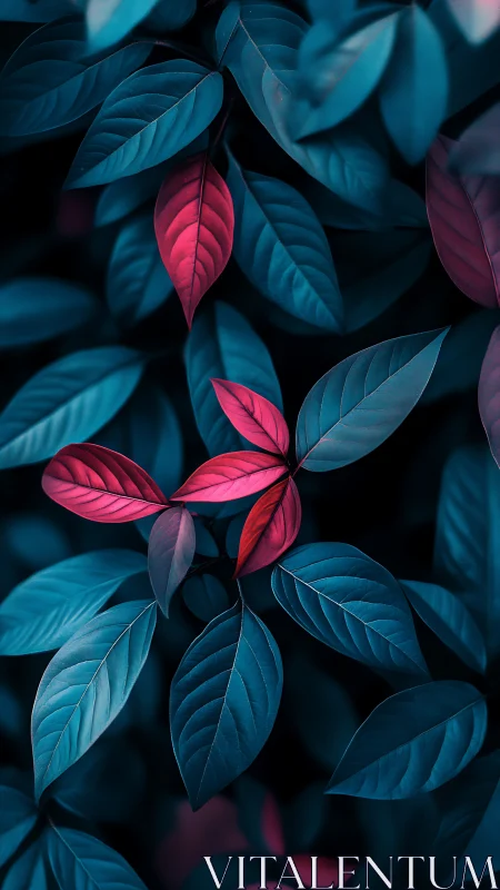 Vibrant cyan and magenta foliage rendered with cinematic bokeh