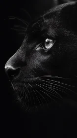 Black Cat Profile: Luminous Eyes in Darkness.
