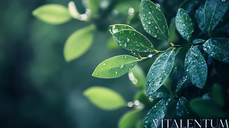 Photorealistic macro foliage study with dewy leaf structure.